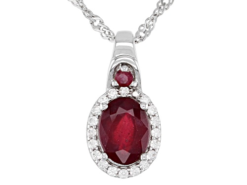 Photo of 1.54ctw Mahaleo® Ruby With .22ctw White Zircon Rhodium Over Sterling Silver Pendant With Chain