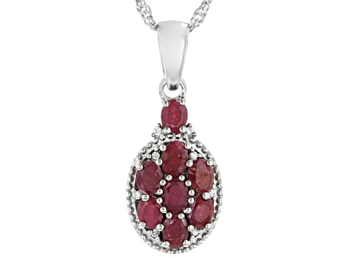 2.38ctw Indian Ruby And 0.03ctw White Zircon Rhodium Over Sterling Silver Pendant With Chain