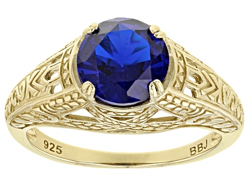Photo of 1.68ctw Lab Created Blue Spinel 18K Yellow Gold Over Sterling Silver Ring - Size 9