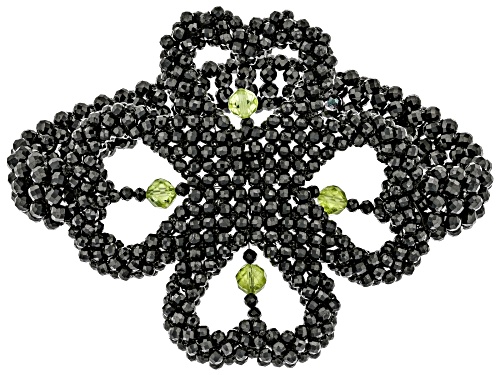 Photo of 2.2-2.5mm Black Spinel With Round 3.00ct Manchurian Peridot ™ Beaded Stretch Bracelet.