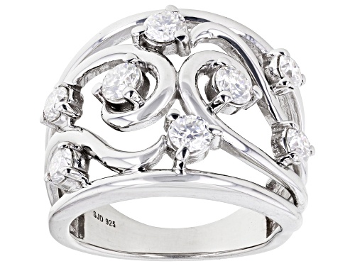 MOISSANITE FIRE® 1.04CTW DEW ROUND BRILLIANT PLATINEVE® SCATTER DESIGN RING - Size 6