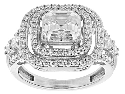 MOISSANITE FIRE® 4.08CTW DEW ASSCHER CUT & ROUND PLATINEVE® RING - Size 6