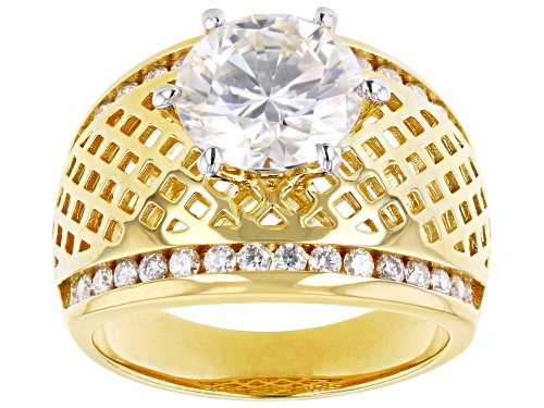 Photo of MOISSANITE FIRE(R) 3.34CTW DEW ROUND 14K YELLOW GOLD OVER SILVER RING - Size 7