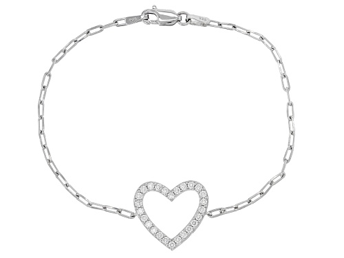 MOISSANITE FIRE® .78CTW DEW ROUND PLATINEVE® HEART & PAPERCLIP BRACELET - Size 7.5