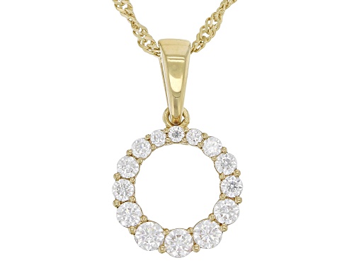 MOISSANITE FIRE® .45CTW DEW ROUND 14K YELLOW OVER SILVER PENDANT & CHAIN