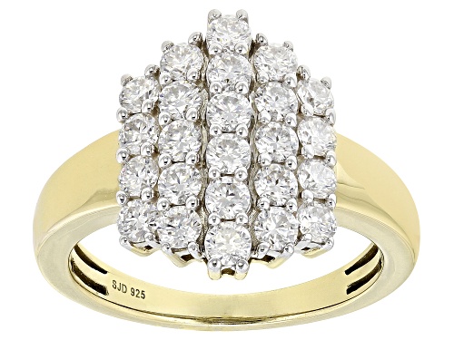 MOISSANITE FIRE® 1.44CTW DEW ROUND 14K YELLOW GOLD OVER SILVER RING - Size 9