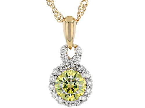 MOISSANITE FIRE® & YELLOW MOISSANITE 1.36CTW DEW 14K YELLOW GOLD OVER SILVER PENDANT & CHAIN