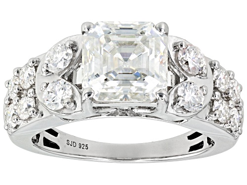 MOISSANITE FIRE® 3.84CTW DEW ASSCHER CUT & ROUND BRILLIANT PLATINEVE® RING - Size 11