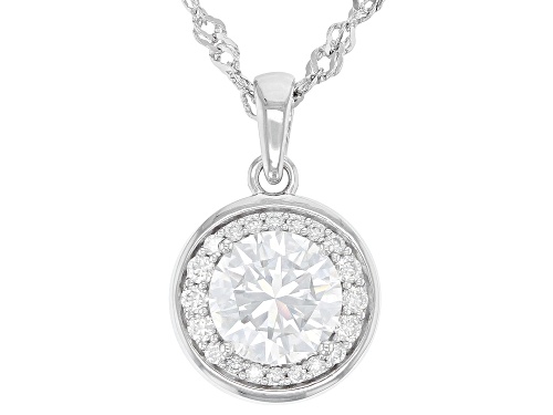 MOISSANITE FIRE® 1.46CTW DEW ROUND PLATINEVE® PENDANT & SINGAPORE CHAIN