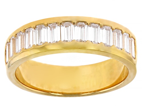 MOISSANITE FIRE® 1.30CTW DEW BAGUETTE CUT 14K YELLOW GOLD OVER SILVER BAND RING - Size 7