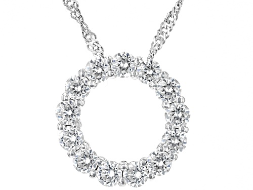 MOISSANITE FIRE® 1.30CTW DEW ROUND PLATINEVE® CIRCLE PENDANT & SINGAPORE CHAIN
