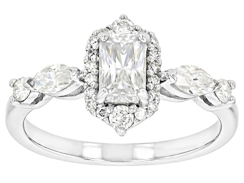 MOISSANITE FIRE® 1.28CTW DEW OCTOGONAL RADIANT & MARQUISE & ROUND PLATINEVE® RING - Size 11