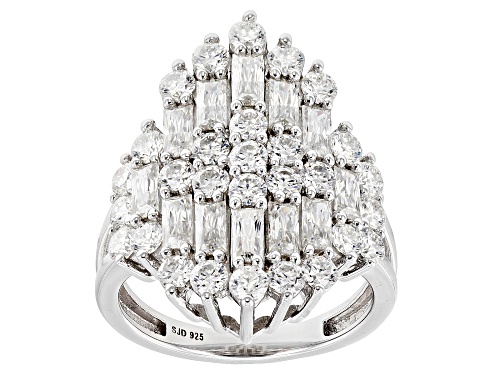 MOISSANITE FIRE® 2.82CTW DEW BAGUETTE & ROUND BRILLIANT PLATINEVE® RING - Size 7