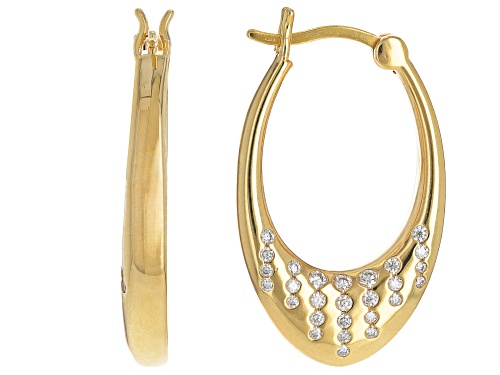 MOISSANITE FIRE® .60CTW DEW ROUND BRILLIANT 14K YELLOW GOLD OVER SILVER  EARRINGS