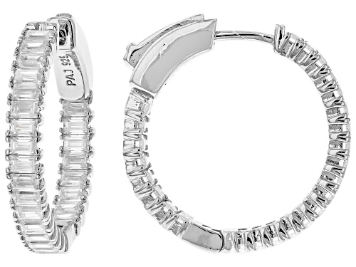 MOISSANITE FIRE® 2.50CTW DEW BAGUETTE  PLATINEVE® HOOP EARRINGS