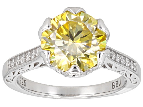 MOISSANITE FIRE® YELLOW MOISSANITE & YELLOW SAPPHIRE 3.80CTW DEW PLATINEVE® RING - Size 5