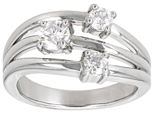 MOISSANITE FIRE® .65CTW DEW ROUND BRILLIANT PLATINEVE® SCATTER DESIGN RING - Size 6