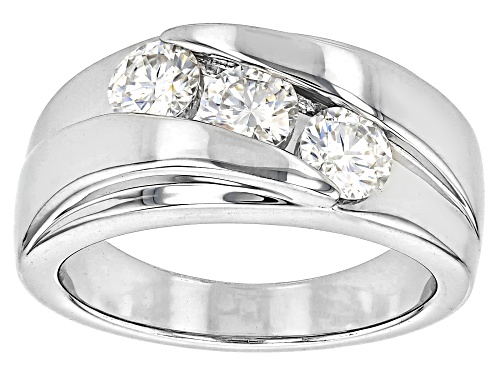 MOISSANITE FIRE® .99CTW DEW ROUND BRILLIANT PLATINEVE® 3 STONE RING - Size 7
