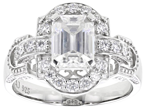 MOISSANITE FIRE® 2.29CTW DEW EMERALD & ROUND BRILLIANT PLATINEVE® RING - Size 6