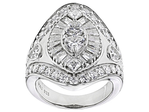 MOISSANITE FIRE® 3.38CTW DEW ROUND & BAGUETTE & TRILLION & PRINCESS CUT PLATINEVE® RING - Size 7