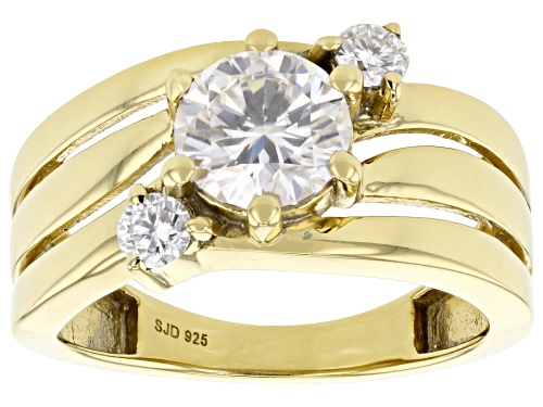 MOISSANITE FIRE® 1.40CTW DEW ROUND BRILLIANT 14K YELLOW GOLD OVER SILVER RING - Size 11