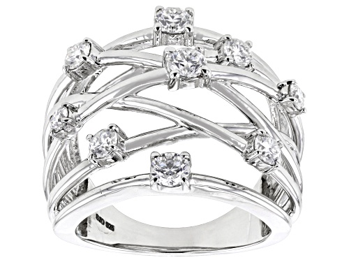 MOISSANITE FIRE® 1.00CTW DEW ROUND BRILLIANT PLATINEVE® SCATTERED DESIGN RING - Size 6
