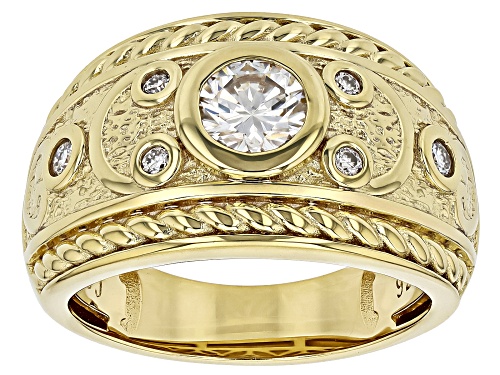 MOISSANITE FIRE®  .74CTW DEW ROUND BRILLIANT 14K YELLOW GOLD OVER SILVER RING - Size 7