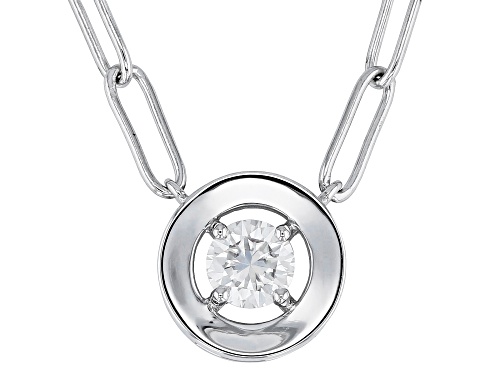 MOISSANITE FIRE® .80CT DEW ROUND PLATINEVE® PAPERCLIP NECKLACE - Size 18