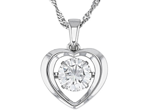MOISSANITE FIRE (R) 1.50CT DEW ROUND BRILLIANT PLATINEVE(R) DANCING HEART PENDANT WITH CHAIN