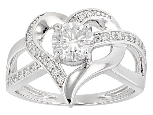 MOISSANITE FIRE(R) 1.12CTW DEW ROUND BRILLIANT PLATINEVE(R) HEART RING - Size 8