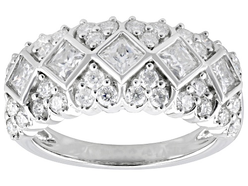 MOISSANITE FIRE(R) 1.88CTW DEW SQUARE PRINCESS AND ROUND BRILLIANT PLATINEVE(R) RING - Size 6