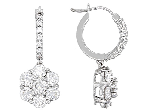 MOISSANITE FIRE(R) 3.64CTW DEW ROUND BRILLIANT PLATINEVE(R) EARRINGS