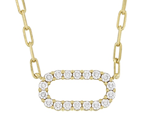 MOISSANITE FIRE® .54CTW DEW ROUND BRILLIANT 14K YEELOW GOLD OVER SILVER PAPERCLIP NECKLACE - Size 18