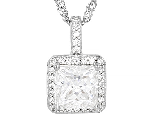 MOISSANITE FIRE® 2.09CTW DEW PRINCESS CUT AND ROUND PLATINEVE® PENDANT & CHAIN