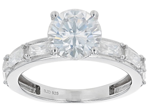 MOISSANITE FIRE® 2.44CTW DEW BAGUETTE AND ROUND PLATINEVE® RING - Size 9