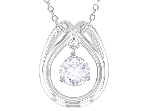 MOISSANITE FIRE® .80CT DEW ROUND  PLATINEVE® DANCING PENDANT AND CHAIN