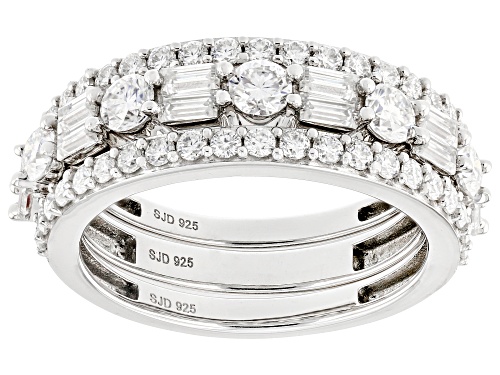 Moissanite Fire® 2.06ctw DEW Baguette And Round Platineve® Set of 3 Band Rings - Size 8