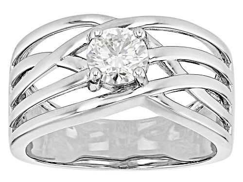Moissanite Fire® .60ctw DEW Round Platineve® Crossover Band Ring - Size 5