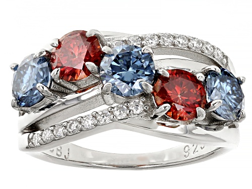 MOISSANITE FIRE® AND MULTI COLOR MOISSANITE 2.66CTW DEW ROUND PLATINEVE® RING - Size 5