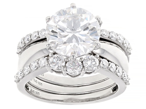 MOISSANITE FIRE® 4.80CTW DEW ROUND BRILLIANT PLATINEVE® RING WITH TWO BANDS - Size 5