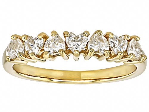 MOISSANITE FIRE® .63CTW DEW HEART 14K YELLOW GOLD OVER SILVER BAND RING - Size 7