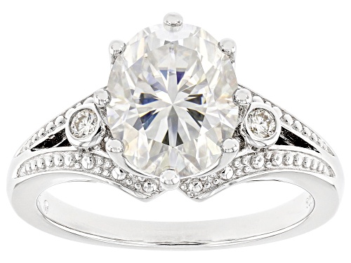 MOISSANITE FIRE® 3.06CTW DEW OVAL AND ROUND BRILLIANT PLATINEVE® RING - Size 9
