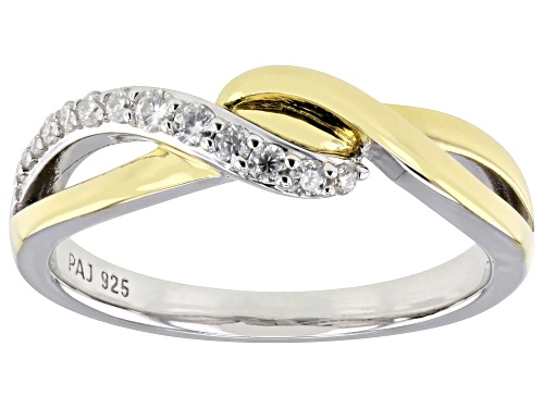 MOISSANITE FIRE® .22CTW DEW ROUND  PLATINEVE® AND 14K YELLOW GOLD OVER PLATINEVE RING - Size 6