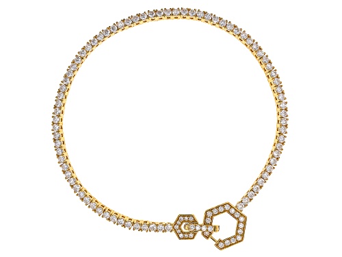 MOISSANITE FIRE® 2.83CTW DEW ROUND BRILLIANT 14K YELLOW GOLD OVER SILVER TENNIS BRACELET - Size 8