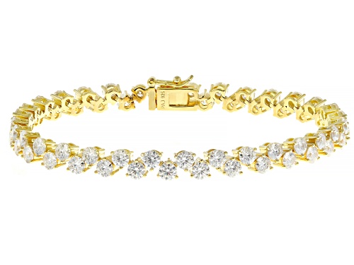 MOISSANITE FIRE® 9.60CTW DEW ROUND BRILLIANT 14K YELLOW GOLD OVER SILVER  TENNIS BRACELET - Size 8