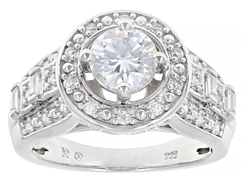 MOISSANITE FIRE® 1.42CTW DEW ROUND AND BAGUETTE PLATINEVE® RING - Size 10