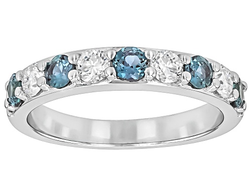 Moissanite Fire(R) .40ctw DEW & .70ctw Lab Created Alexandrite Platineve(R) Ring - Size 7