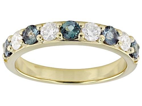 Moissanite Fire(R) .40ctw DEW & .70ctw Lab Alexandrite 14K Yellow Gold Over Silver Ring - Size 10