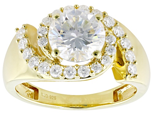 MOISSANITE FIRE® 2.54CTW DEW ROUND BRILLIANT 14K YELLOW GOLD OVER SILVER RING - Size 7