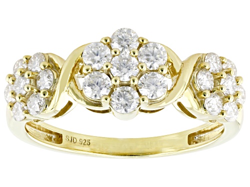MOISSANITE FIRE® .84CTW DEW ROUND BRILLIANT 14K YELLOW GOLD OVER SILVER RING - Size 6